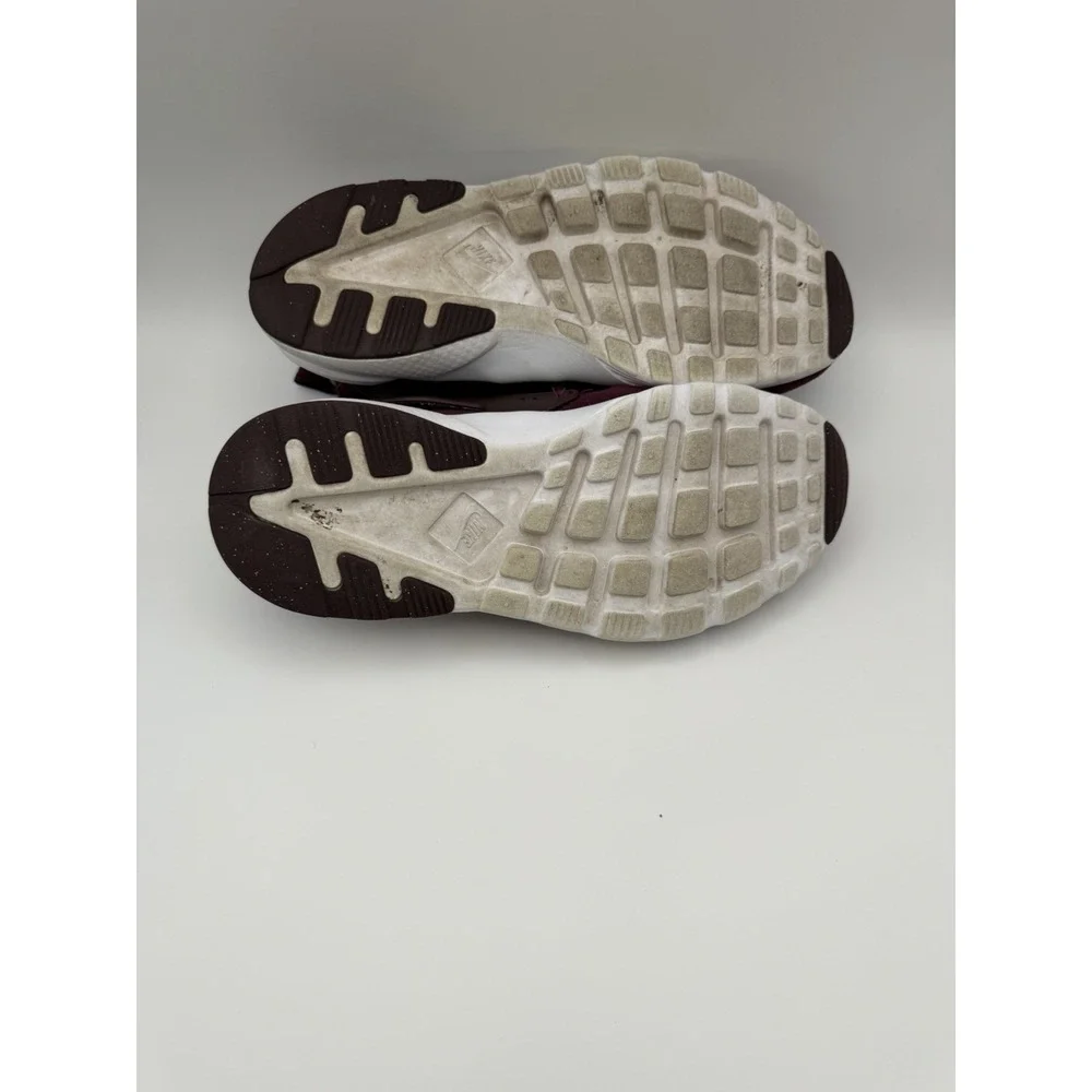 Nike Huarache Run Kids Sneakers Burgundy Maroon White Shoes Youth Size 3